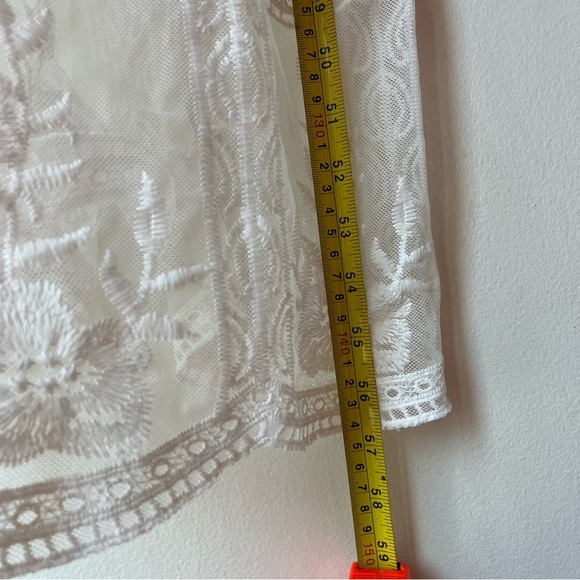 Rebellion Again White Lace Maxi Dress L | Boho Festival Sheer Overlay Strappy - Picture 7 of 12